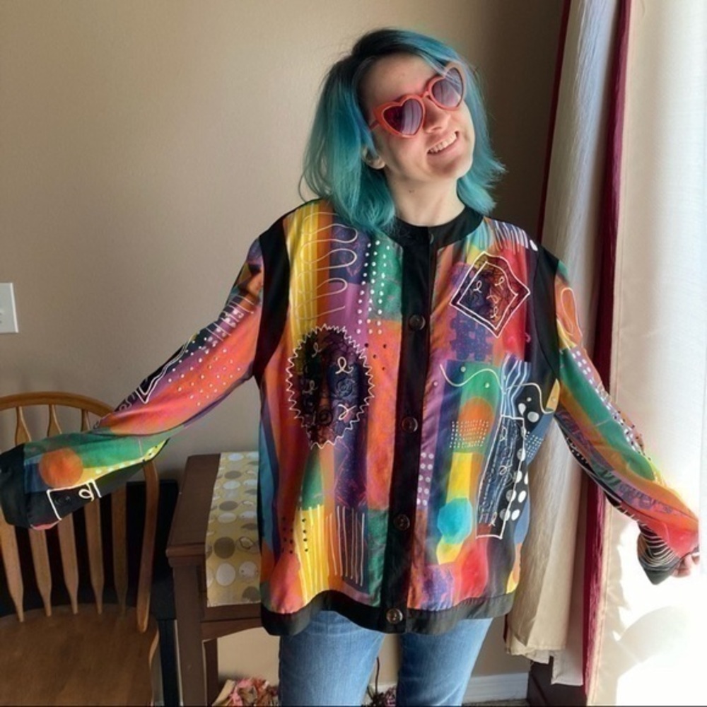 Vintage mixed print embellished jacket size Large